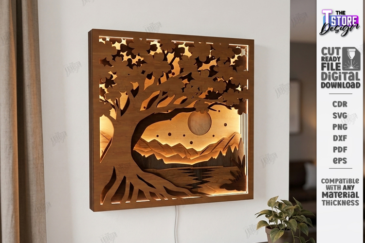 3D Layered Light Box Art Laser Cut | Shadow Box | Wall Art