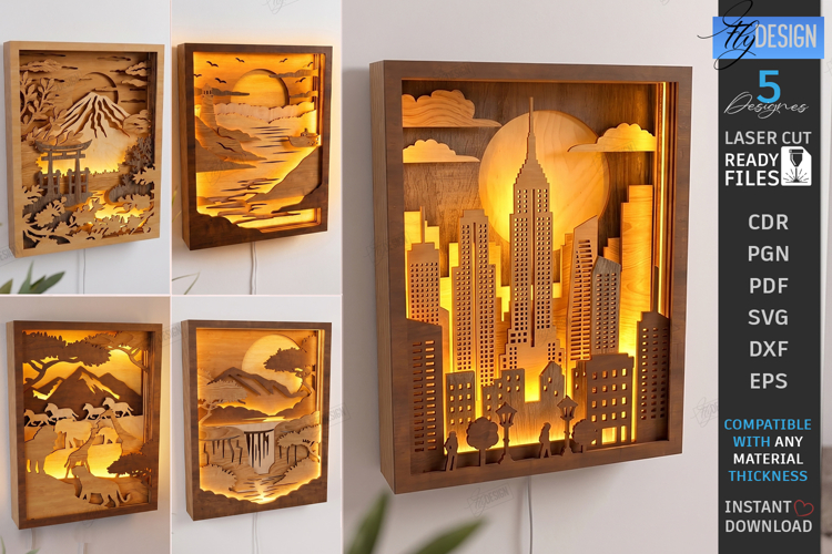 3D Layered Shadow Boxes Laser Cut Bundle | Wall Decor | CNC