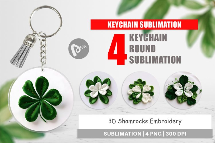 Keychain 3D Shamrocks Embroidery