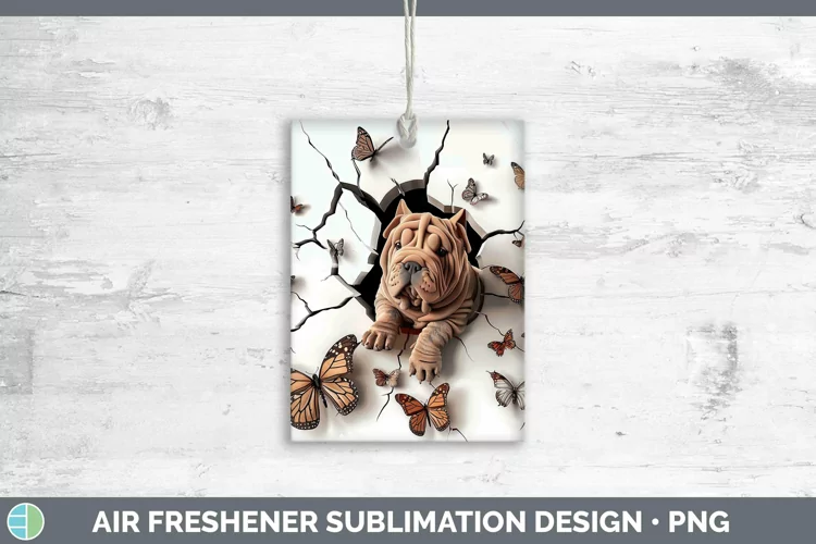 3D Shar Pei Air Freshener | Sublimation Car Freshener Design