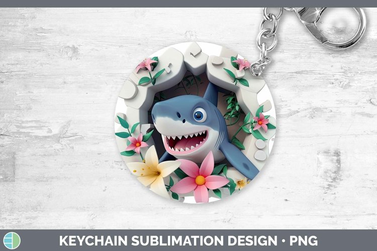 3D Shark Keychain Sublimation Keyring Designs