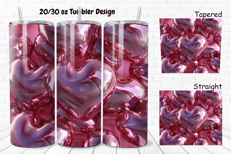 3D Shiny Puffy Hearts Valentine's Day 20/30oz Skinny Tumbler example image 1