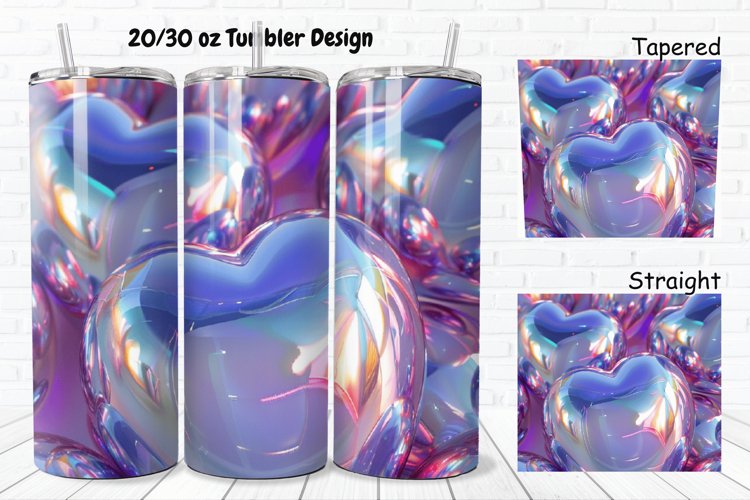 3D Shiny Puffy Hearts Valentine's Day 20/30oz Skinny Tumbler example image 1