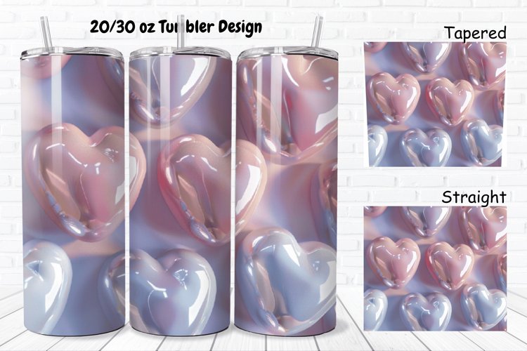 3D Shiny Puffy Hearts Valentine's Day 20/30oz Skinny Tumbler example image 1