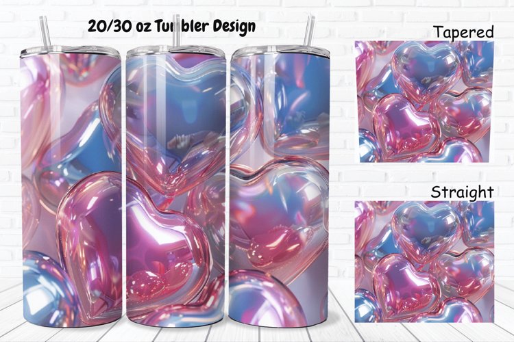 3D Shiny Puffy Hearts Valentine's Day 20/30oz Skinny Tumbler example image 1