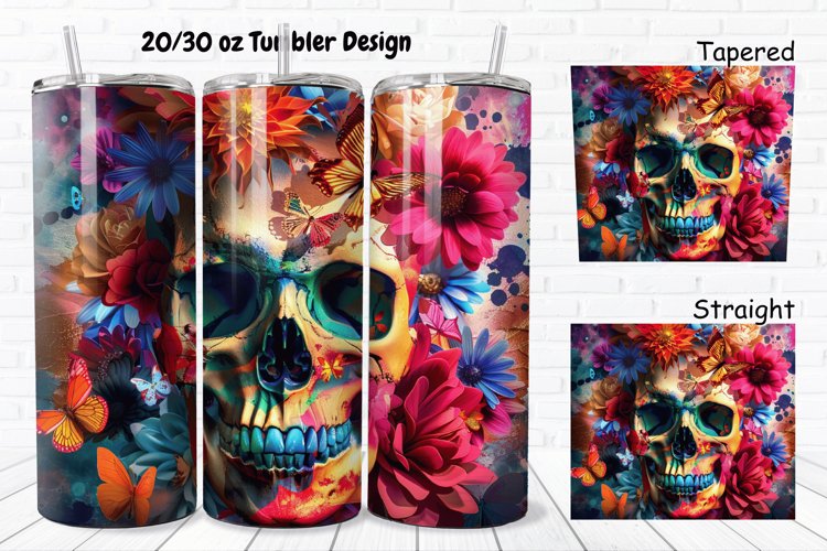 3D Skull Butterflies 20/30oz Skinny Tumbler
