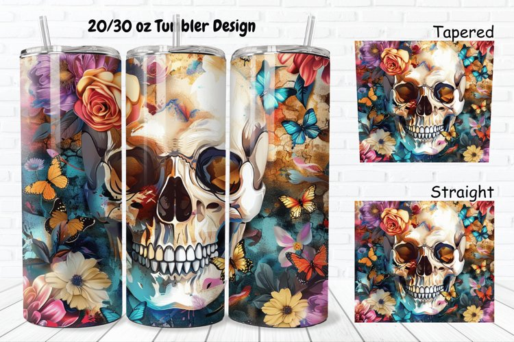 3D Skull Butterflies 20/30oz Skinny Tumbler