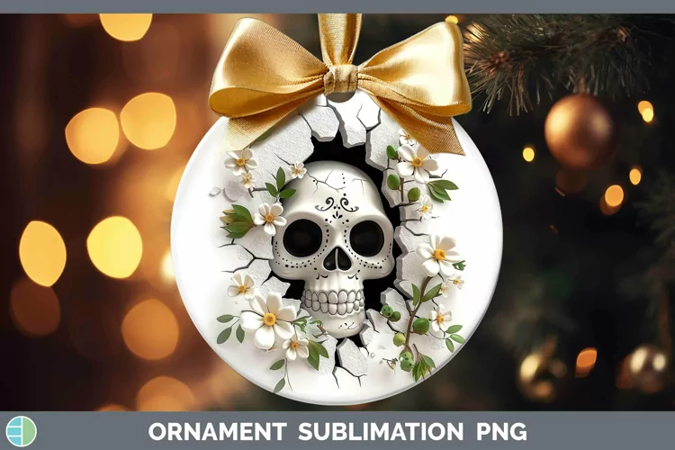 3D Skull Ornament Sublimation Bauble Designs