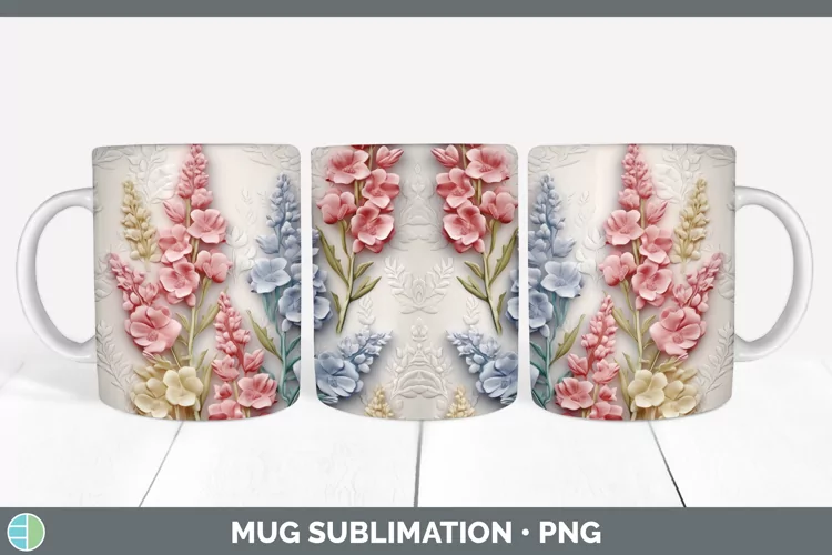 3D Snapdragon Flowers Mug Wrap | Sublimation Coffee Cup Desi