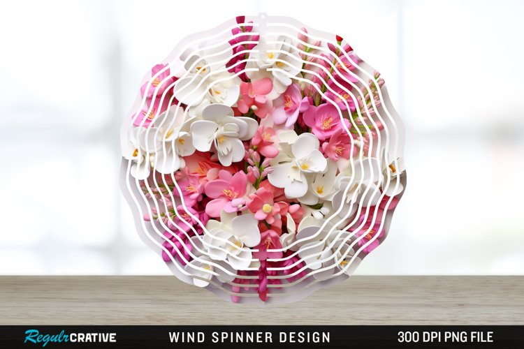 Snapdragon Flowers Wind Spinner Sublimation Design PNG example image 1