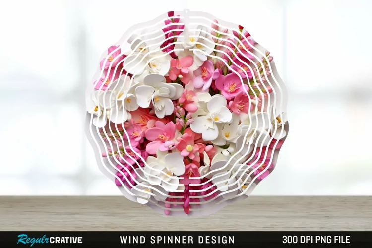 Snapdragon Flowers Wind Spinner Sublimation Design PNG