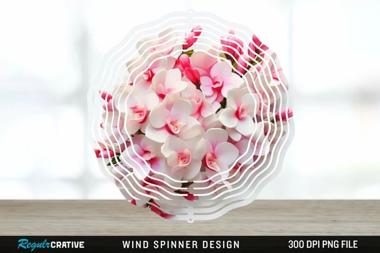 3D Snapdragon Flowers Wind Spinner Sublimation Design PNG