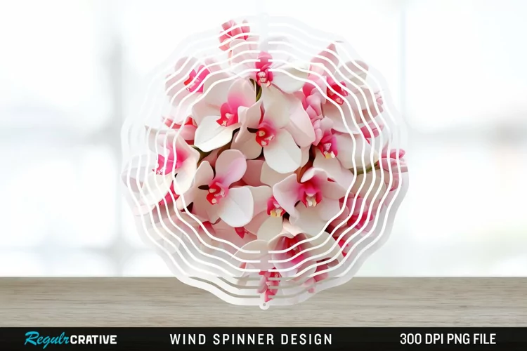 3D Snapdragon Flowers Wind Spinner Sublimation Design PNG