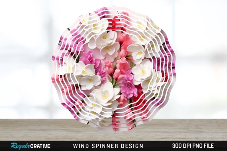 Snapdragon Flowers Wind Spinner Sublimation Design PNG example image 1
