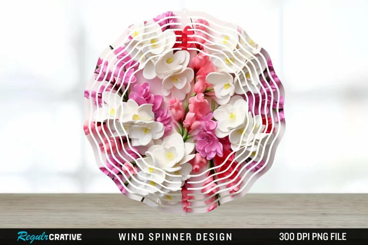 Snapdragon Flowers Wind Spinner Sublimation Design PNG