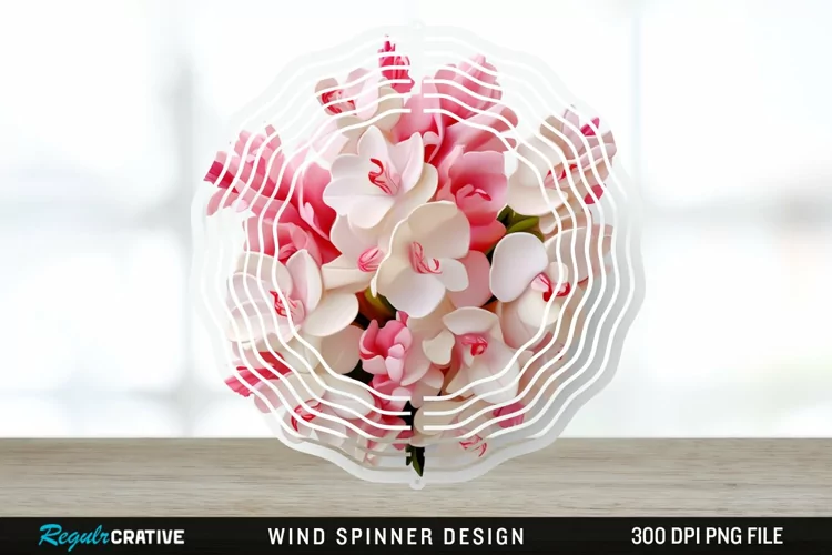 3D Snapdragon Flowers Wind Spinner Sublimation Design PNG
