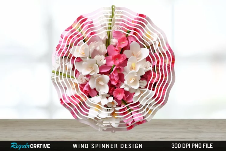 Snapdragon Flowers Wind Spinner Sublimation Design PNG