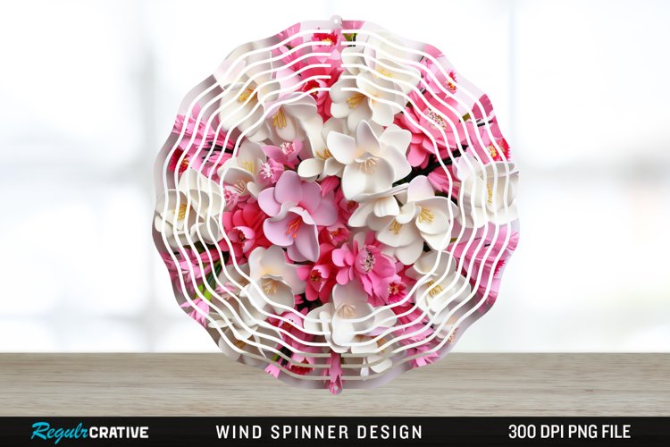 Snapdragon Flowers Wind Spinner Sublimation Design PNG example image 1
