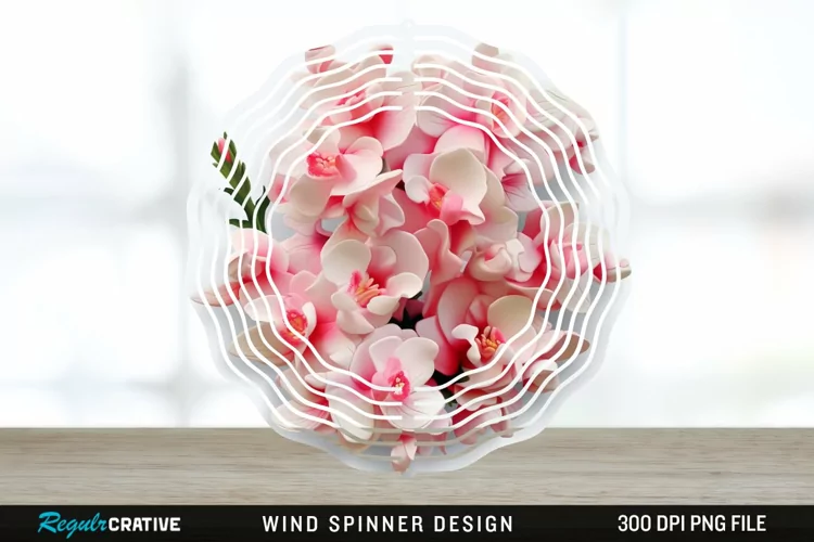3D Snapdragon Flowers Wind Spinner Sublimation Design PNG