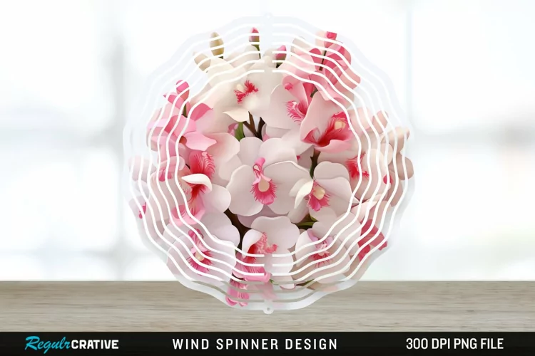 3D Snapdragon Flowers Wind Spinner Sublimation Design PNG