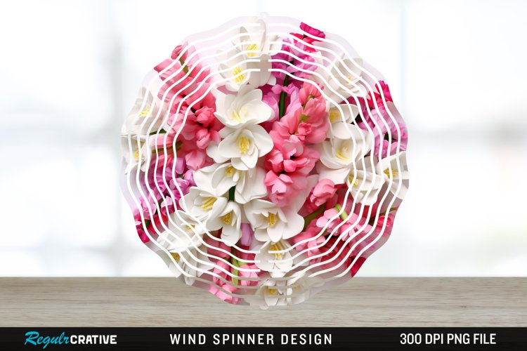 Snapdragon Flowers Wind Spinner Sublimation Design PNG example image 1