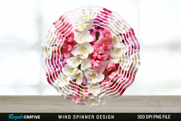 Snapdragon Flowers Wind Spinner Sublimation Design PNG