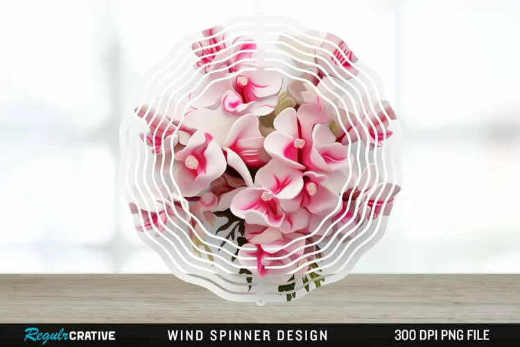 3D Snapdragon Flowers Wind Spinner Sublimation Design PNG