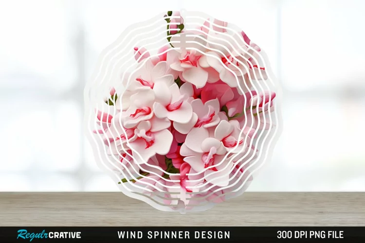 3D Snapdragon Flowers Wind Spinner Sublimation Design PNG