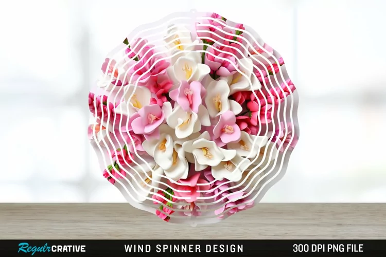 Snapdragon Flowers Wind Spinner Sublimation Design PNG