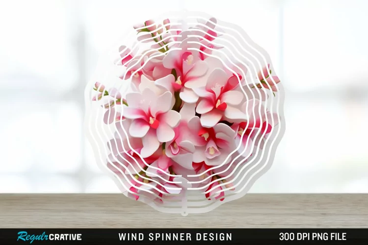 3D Snapdragon Flowers Wind Spinner Sublimation Design PNG