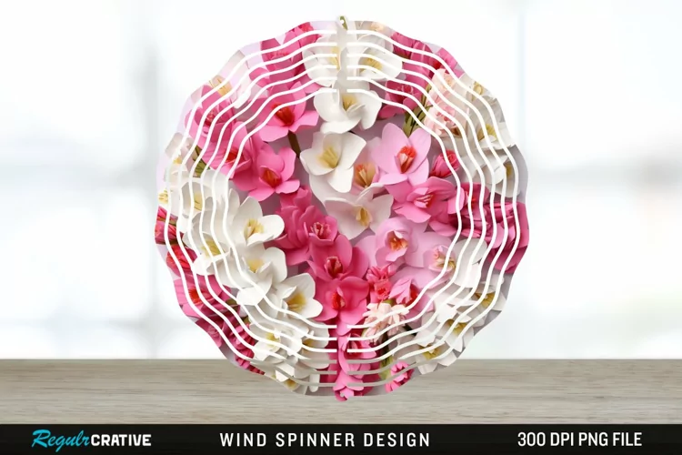 Snapdragon Flowers Wind Spinner Sublimation Design PNG