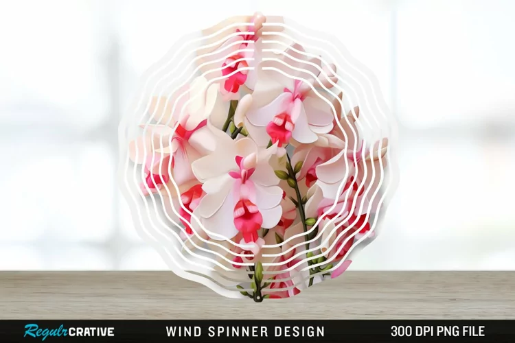 3D Snapdragon Flowers Wind Spinner Sublimation Design PNG