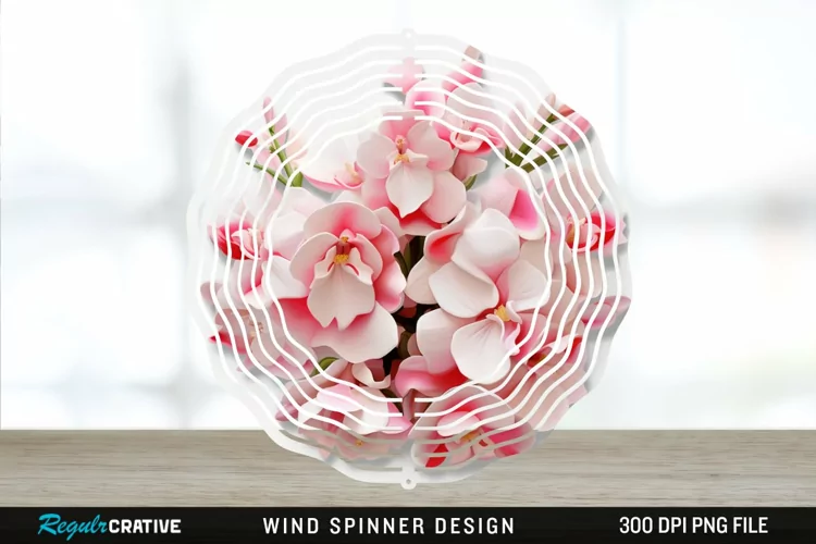 3D Snapdragon Flowers Wind Spinner Sublimation Design PNG