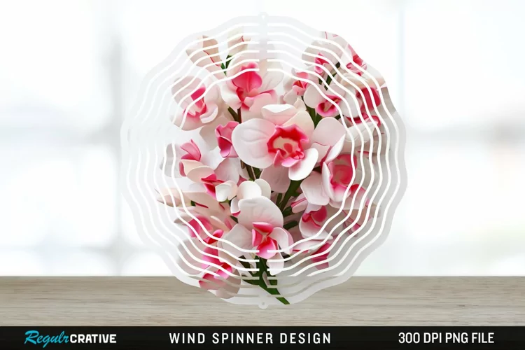 3D Snapdragon Flowers Wind Spinner Sublimation Design PNG