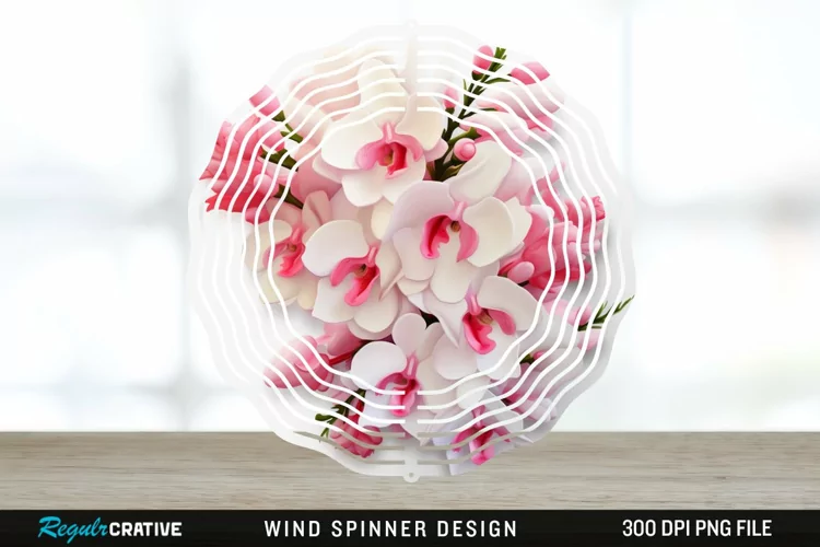3D Snapdragon Flowers Wind Spinner Sublimation Design PNG