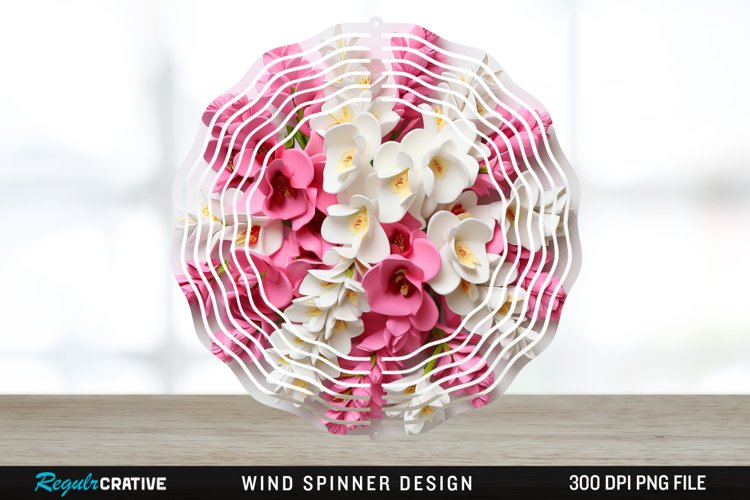 Snapdragon Flowers Wind Spinner Sublimation Design PNG example image 1