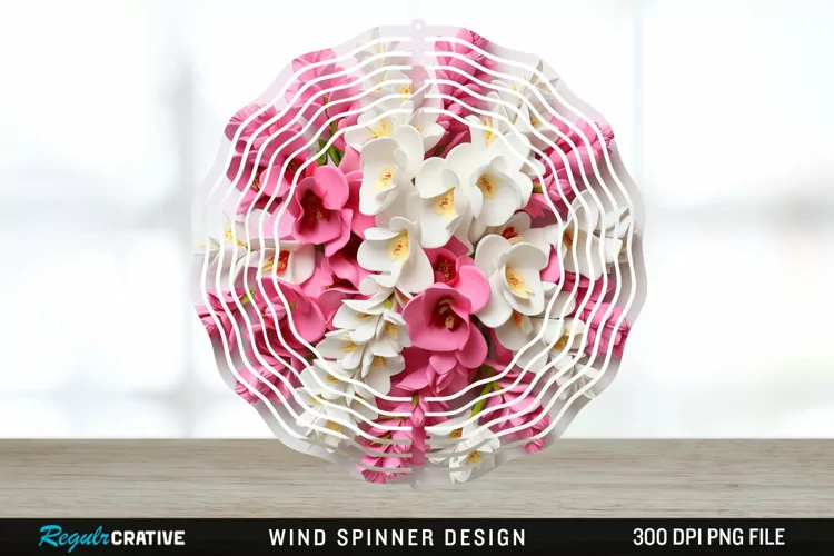 Snapdragon Flowers Wind Spinner Sublimation Design PNG