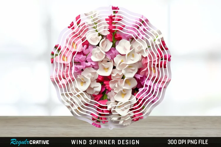 Snapdragon Flowers Wind Spinner Sublimation Design PNG