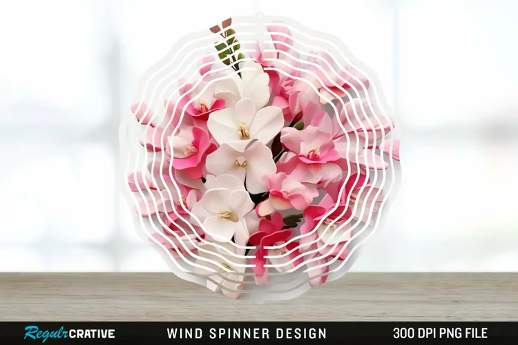 3D Snapdragon Flowers Wind Spinner Sublimation Design PNG