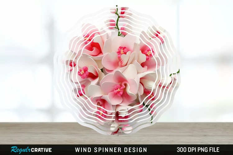 3D Snapdragon Flowers Wind Spinner Sublimation Design PNG