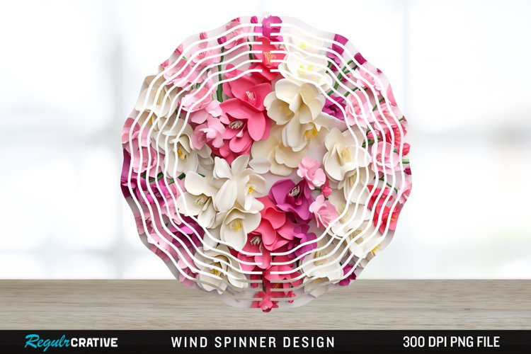 Snapdragon Flowers Wind Spinner Sublimation Design PNG example image 1