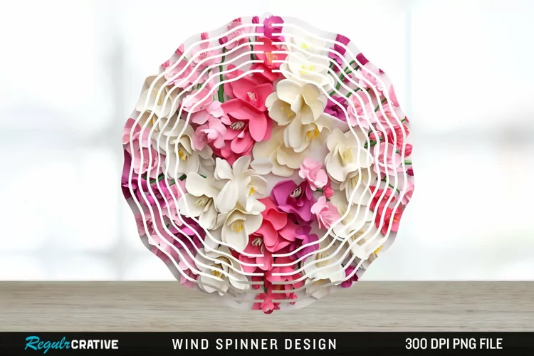 Snapdragon Flowers Wind Spinner Sublimation Design PNG
