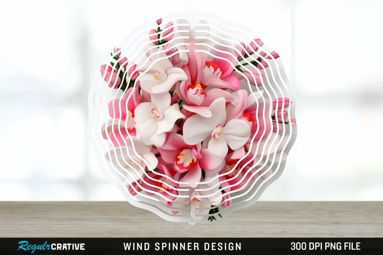 3D Snapdragon Flowers Wind Spinner Sublimation Design PNG