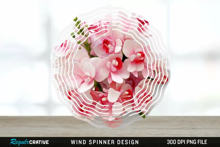 3D Snapdragon Flowers Wind Spinner Sublimation Design PNG