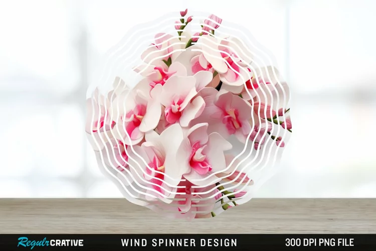 3D Snapdragon Flowers Wind Spinner Sublimation Design PNG