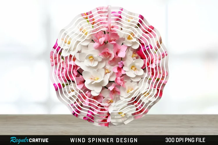 Snapdragon Flowers Wind Spinner Sublimation Design PNG