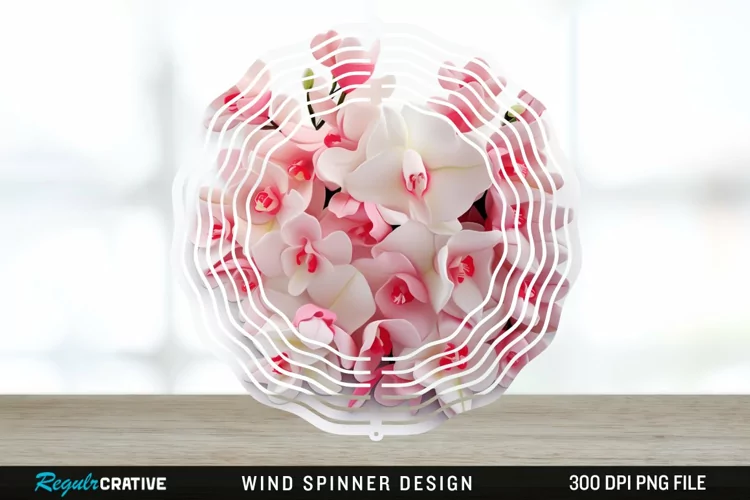 3D Snapdragon Flowers Wind Spinner Sublimation Design PNG