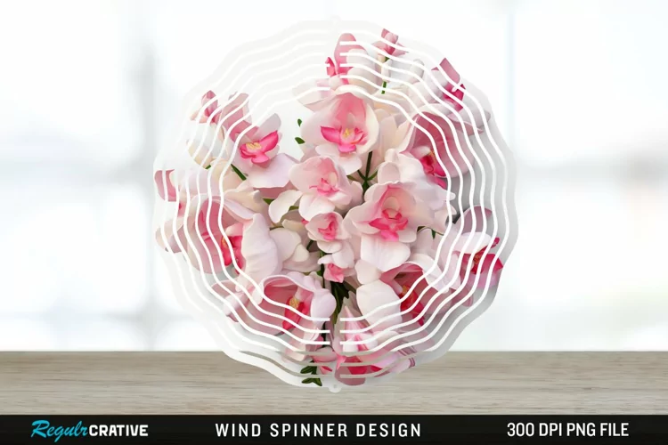 3D Snapdragon Flowers Wind Spinner Sublimation Design PNG