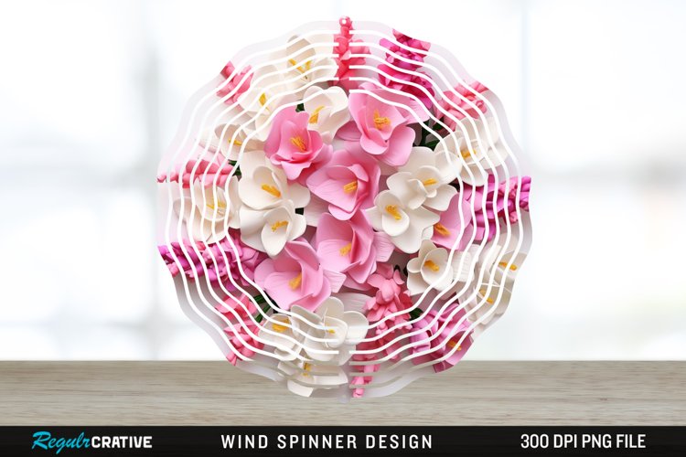 Snapdragon Flowers Wind Spinner Sublimation Design PNG example image 1