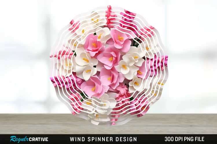 Snapdragon Flowers Wind Spinner Sublimation Design PNG
